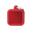 Medaglietta Hushtag Quadrato Rosso in Alluminio con Gomma